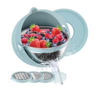 Lwaviwer Colander with Mixing Bowl Grater Set Colander Bowl Fruit Strainer Bowl Colanders&Food Strainers Rotatable Kitchen Bowl-B