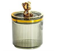 Lwaviwer Cotton Swab Storage Acrylic Storage Box Cute Bear Cotton Pad Holder Makeup Organizer for Cotton Swabs Box Green