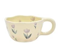 Lwaviwer Elegant Floral Ceramic Mug Coffee Cup with Flower Decorations, 250ml Spring Drinkware for Home Decor,B
