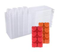 Lwaviwer Wax Melt Containers-8 Cavity Clear Empty Plastic Wax Melt Molds-25 Packs Heart Shape Clamshells for Tarts Wax Melts.