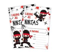 LWBEO 20 Birthday Invitation Cards With Envelopes, Happy Birthday Celebration Invitation for Boys or Girls,Ninja Boys Warrior Party Birthday Party Supplies -A43