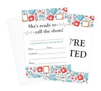 LWBEO Nursing School Graduation Party Invitation - She's ready to call the shots, RN Nurse Graduation Invites for Grad Celebration Announcement, 20 Sets with Envelopes Party Favor & Supplies/07