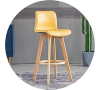 LWBLJX Swivel Bar Chair Rubberwood High Stools for Kitchen Counter Dining Room Island Barstools with Upholstered Backrest Seat & Footrest (Size:71 cm,Color:Yellow)
