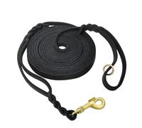LWBMG 4.5m Long Leather Dog Leash with Traffic Handle, Braided Leather Training Leash for Outdoor Hiking Camping Hunting