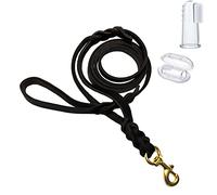 LWBMG Double Handle Leather Dog Leash 6 Foot - Heavy Duty Dog Leash with Traffic Handle - Braided Leather Lead for Small Medium Large Dogs