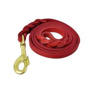 LWBMG Leather Dog Leash - 4ft x 1/2 inch, Braided, Comfortable Training Leash for Small & Medium Dogs - Red