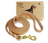 LWBMG Leather Dog Leash - 4ft x 1/2 inch Heavy Duty, Braided, Comfortable for Medium & Small Dogs - Tan