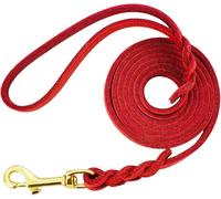 LWBMG Leather Dog Leash - 6ft x 1/2 inch Heavy Duty, Braided, Comfortable Leash for Large, Medium & Small Dogs - Red