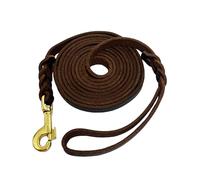 LWBMG Long Leather Dog Leash 10ft, Heavy Duty Dog Leash, Strong Sturdy Genuine Leather Braided Dog Leash, Soft and Comfortable Leather Leash for Medium and Small Dogs Training
