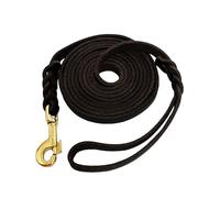 LWBMG Long Leather Dog Leash 10ft,Long Line Pet Leashes,Strong Sturdy Genuine Leather Braided Dog Lead, Soft and Comfortable Leash for Medium and Small Dogs Training Black
