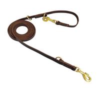 LWBMG Multifunctional Dog Leash, 8ft Brown Leather, Adjustable, Hands Free, Crossbody, Double Dog Leash, for Small, Medium, Large Dogs