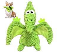 LWBMG Squeaky Dog Toys Plush Dog Toy with Crinkle Paper Dinosaur Dog Toy Stuffed Animals Chew Toy Plush Squeaky Dog Birthday Toys for Small Medium Large Dogs Green