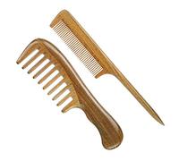 LWBTOSEE Wide Tooth Wood Comb,and Wooden Fine Tooth Tail Comb,100% Natural Green Sandalwood Anti Static Detangling Horn Comb For Women, Men And Girls -Christmas Gifts Decorations Thanksgiving(F)
