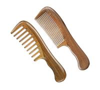 LWBTOSEE Wooden Comb Wide Tooth And Fine Tooth Wood Comb,Green Sandalwood Anti Static Detangling Horn Comb For Women, Men And Girls,Hair Comb For Thick, Curly And Wavy Hair
