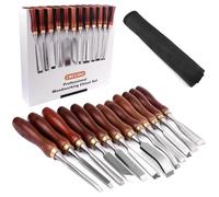 LWCUSNJ 12pcs Woodworking Carving Tools Chisel Set CR-V 60 Steel Blades Wood Chisel Kit with Case for Beginners and Professionals