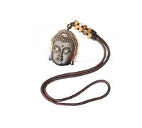 LWDXQQTX Buddhist pendant necklace, Chinese style Buddha collar chain, hand carved protection good fortune Decorative, Small, Obsidian, Obsidian