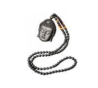 LWDXQQTX Buddhist pendant necklace, Chinese style Buddha collar chain, hand carved protection good fortune Decorative, Small, Obsidian, Obsidian