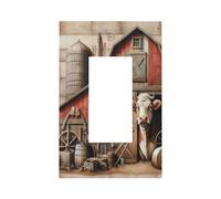 LWDZLHD Rustic Farm Cow Animal Light Switch Cover Decorative 1 Gang Single Rocker Wall Plate Farmhouse Cattle Cabin Switchplate Electrical Outlet Faceplate for Kitchen Bathroom Bedroom Decor 5" x 3"