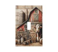 LWDZLHD Rustic Farm Cow Animal Light Switch Cover Decorative 1 Gang Single Toggle Wall Plate Farmhouse Cattle Cabin Switchplate Electrical Outlet Faceplate for Kitchen Bathroom Bedroom Decor 5" x 3"