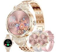 LWEARKD Women's Smartwatch with Bluetooth Calls, 1.32 Inch AMOLED Touch Colour Display, 5 ATM Fitness Watch with SpO2 Blood Pressure Monitor, Heart Rate, Pedometer, Sleep Monitor, Fitness Watch for