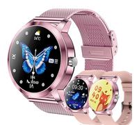 LWEARKD Women's Smartwatch with Bluetooth Calls, Torch, Large Battery, 1.27 Inch AMOLED 5ATM Fitness Watch with SpO2 Blood Pressure Monitor, Heart Rate Pedometer, Fitness Watch for iOS Android (Pink)