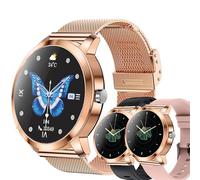 LWEARKD Women's Smartwatch with Bluetooth Calls, Torch, Large Battery, 1.27 Inch AMOLED 5ATM Fitness Watch with SpO2 Blood Pressure Monitor, Heart Rate Pedometer, Fitness Watch for iOS Android (Gold)