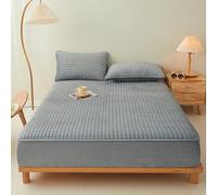 LweiPsqLin Quilted Flannel Fitted Bed Sheets Double, Soft Flannel Fleece Mattress Top- Suitable for Fall and Winter, Fitted Deep Pocket Up to 15''-18''. (Gray, King)