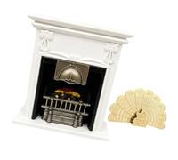 LWHZOFR Miniature Hearth Furniture 1: 12 Scale Mantel Decor with European | Mixed Wood Resin Metal Texture, Gold-Tone Screen for Collector Scenes