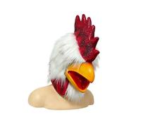 LWHZOFR Rooster Headwear Full Cover Latex Plush Costume Hood Adults Teens | White Chicken Character, Halloween Parties, Stage Shows, Photo Booth Fun, Cosplay Roleplay Novelty