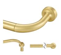 Lwiiom Brass Curtain Rod for Windows 28 to 150 Inch, Internal Splicing 1 Inch Diameter Disc, Adjustable Room Darkening Curtain with Aluminum Finials and Brackets, Wrap Around Design