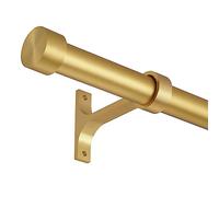 Lwiiom Gold Curtain Rods for Windows 28 to 48 Inch,Adjustable Drapery Rods with Aluminum End Cap and Full Surround Brackets,1-Inch Window Curtain Rod for Wall and Ceiling Mount