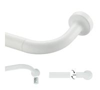 Lwiiom Matte White Curtain Rod for Windows 28 to 86 Inch, Internal Splicing 1 Inch Diameter Disc, Adjustable Room Darkening Curtain with Aluminum Finials and Brackets, Wrap Around Design