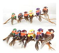 LWINGFLYER 12 pcs Artificial Simulation Foam Feather Bird 3.5 inch Mini Sparrow Ornaments for Crafts Christmas Tree Seasonal Display Wreaths Party Decoration（Paws）