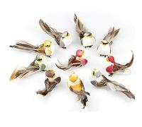LWINGFLYER 12PCS Artificial Feather Birds Foam Mini Love Birds for Craft Ornaments Outdoors Weddings Decor 10.5cm/4.13inch (Metal Clip)