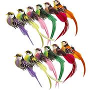 LWINGFLYER 12PCS Artificial Foam Birds Garden Ornaments Outdoor Feather Magpie Ornaments with Clip DIY Craft Wedding Home Garden Party Decoration