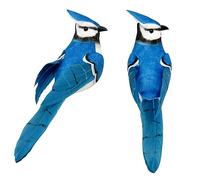 LWINGFLYER 2PCS Artificial Birds Realistic Blue Jay 5.5Inch Foam Feather Bird for Christmas Tree Ornaments Wreath Crafts Flower Arrangements Home Party Decor