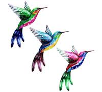LWINGFLYER 3PCS Metal Hummingbird Wall Garden Decor Wrought Iron Colorful Fence Decoration Wall Art Decor for Balcony Beautifying Perfect for Gardens Patio Fences Outdoor Rooms