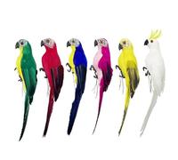 LWINGFLYER 6 PCS Artificial Bird Fake Parrot Foam Feather Birds 10'' for Craft Garden Tree Decoration Shoulder Pirate Costume Accessories Multiple Colors.