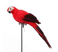 LWINGFLYER Artificial Parrot Foam Feather Parrot Macaw Bird Suitable for Spring Clothing Epaulettes Modern Home Garden Party Decoration (13.8"/35cm) (Red)