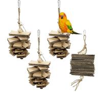 LWINGFLYER Bird Shredding Toys Natural Cardboard Paper Hanging Chew Toy for Small Parrot Budgies Conures Cockatiel Parakeet Lovebirds Canary (4 Pack)