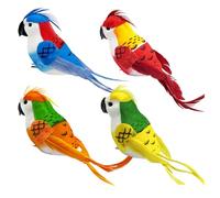 LWINGFLYER Clip on Parrot Ornaments Parakeet 6.6'' Artificial Simulation Foam Feather Bird for Christmas Tree Decoration Home Garden Wedding Party Accessories(4PCS)
