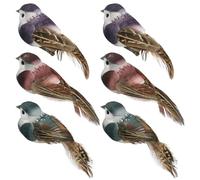LWINGFLYER Artificial birds Foam Feather Sparrow Birds with clips for Crafts Garden Spring Decor Christmas Tree Wedding Accessories Decorationon (6Pcs)