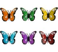 LWINGFLYER Metal Butterfly Decoration Wall Art Decoration Butterfly Sculpture for Indoor and Outdoor Garden Fenced Patio（6PCS）
