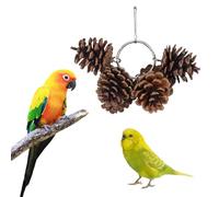 LWINGFLYER Parrot Chew Toy - Natural Pine Cones Parrot Chewing Toys Bird Toys with 6PCS Pine Cones Hangable Bird Cage Toy for Cage for Small and Medium-Sized Macaws, Cockatoos, Parakeet