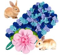 LWINGFLYER Small Animals Foraging Mat - Cute Rabbit Feeding Mat with Fun Design, Slow Eat Durable Fleece Pad for Rabbits, Hamsters, Guinea Pigs (Blue)