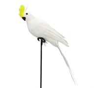 LWINGFLYER White Artificial Parrot Life Size Foam Feather Parrot Yellow Sulphur Crested Cockatoo Birds for Decoration Costume Shoulder Ornament Modern Home Garden Party Decor (14inch/35cm)