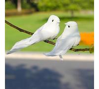 LWINGFLYER White Doves Decorative Birds Artificial Simulation Foam Feathered Bird Pigeons Ornament for Wedding Wreaths Craft Christmas Tree Decorations