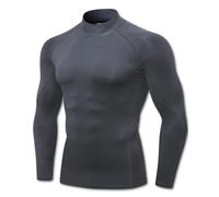 LWISMIL Men's Compression Shirt Long Sleeve Cool Dry Workout Athletic Base Layer Undershirts for Running Basketball Cycling, Mock Turtleneck-ash Gray, S