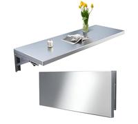 LWJSOCP 100x30cm Wall Mounted Folding Desk Space Saving Stainless Steel Workstation Versatile Floating Table for Laundry Home Office and Functional Hanging Desk.