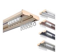 LWJSOCP 2 Lane 0.5 6m Aluminum Curtain Track with Silent Rollers Ceiling Mounted for Sliding Curtains & Room Dividers Gold Finish 4.6m Long Easy Installation Durable Design